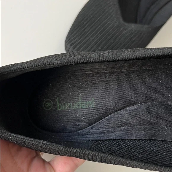 BURUDANI Knit Block Heel square toe pumps black 9 - Picture 7 of 8